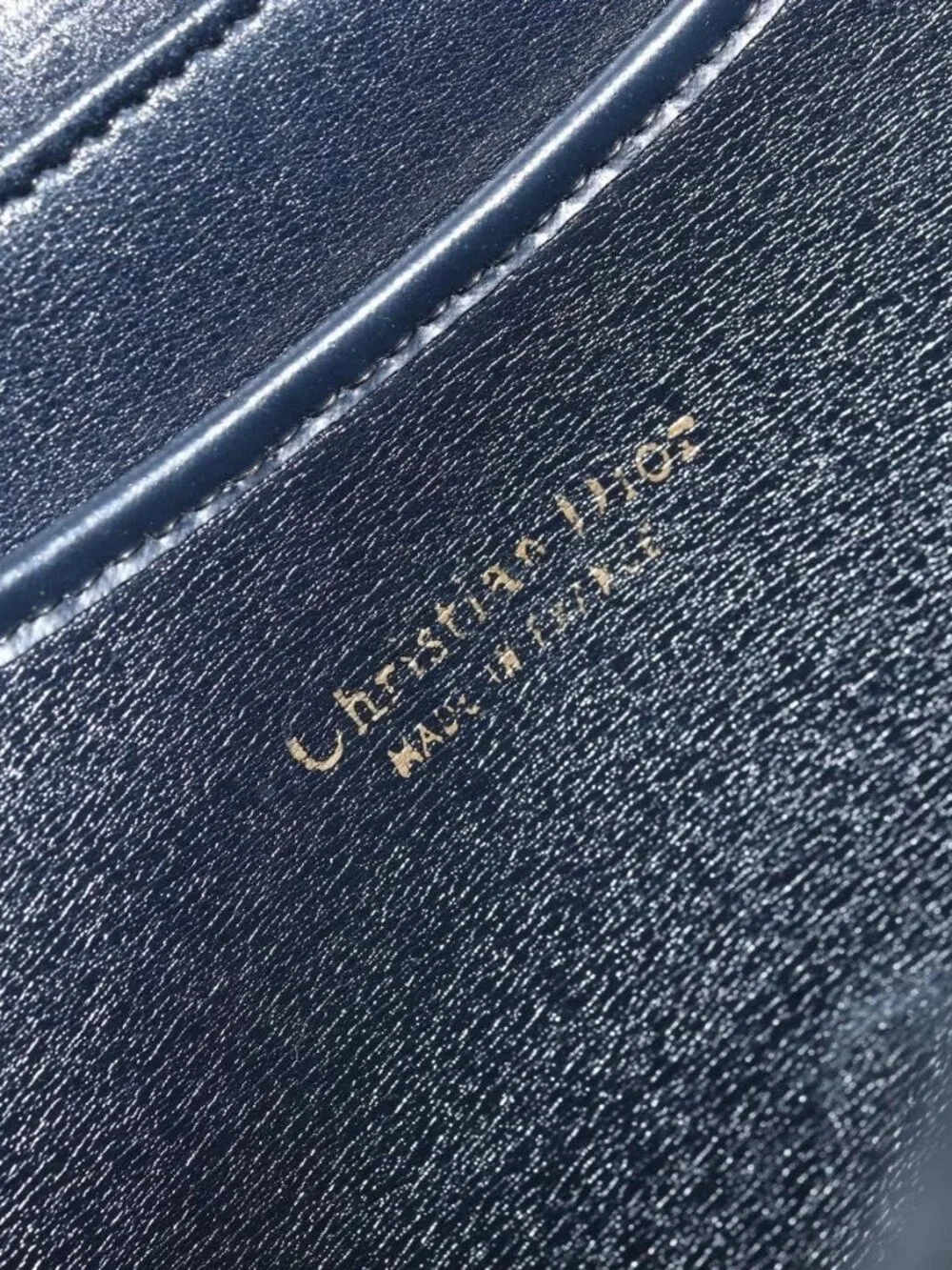 Christian Dior Trotter Canvas Shoulder Bag Navy Gold Auth gh1790 - Picture 11 of 16